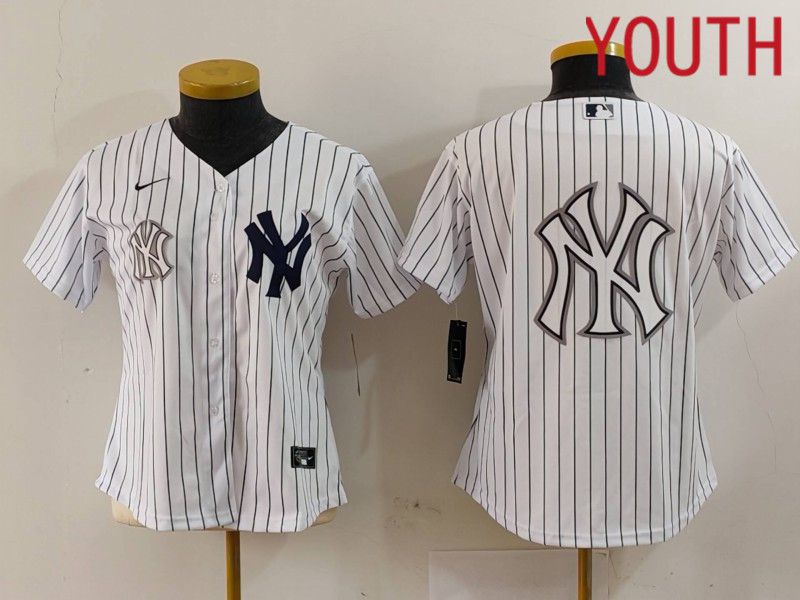Youth New York Yankees Blank White stripe Game 2024 Nike MLB Jersey style 15->youth mlb jersey->Youth Jersey